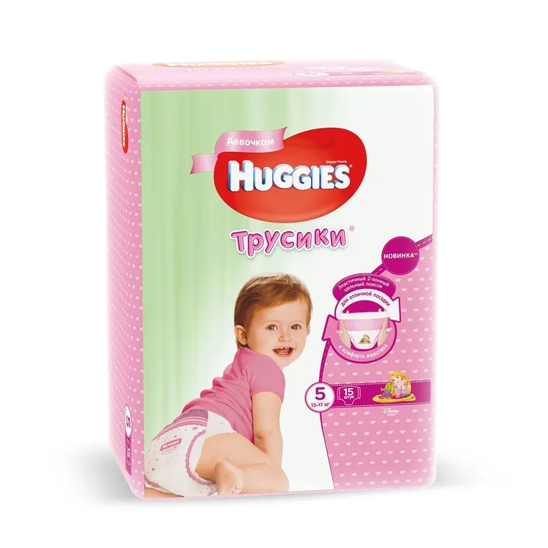 Подгузники-трусики Huggies для девочек (размер 5) 13-17 кг N 15