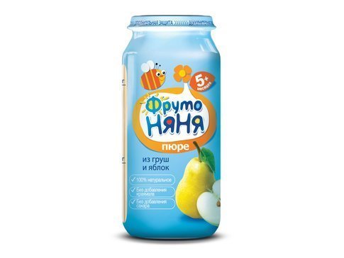 ФрутоНяня Пюре яблоко/груша без сахара 5+ 250г