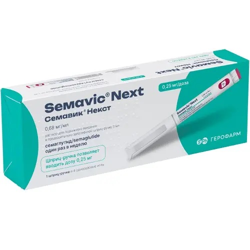 Семавик Некст р-р д/и/п/к 0.25мг/доза 3мл шприц-ручка N 1 шприц ручка+игла N4