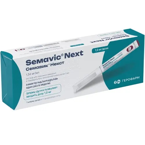 Семавик Некст р-р д/и/п/к 1мг/доза 3мл шприц-ручка N 1 шприц ручка+игла N4