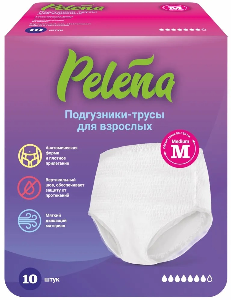 Pelena подгузники-трусики суперабсорбент р.m 80-130см n10