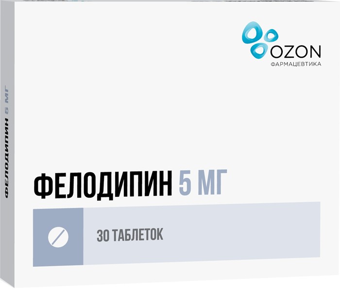 Фелодипин Озон тб п/о плен пролонг высвоб 5мг N 30
