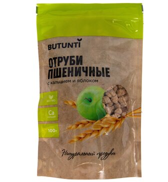 Butunti отруби хрустящие пшеничные с кальцием и яблоком 100г N 1