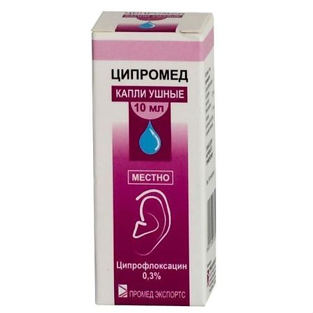 Ципромед капли ушные 0.3% п/э фл 10мл