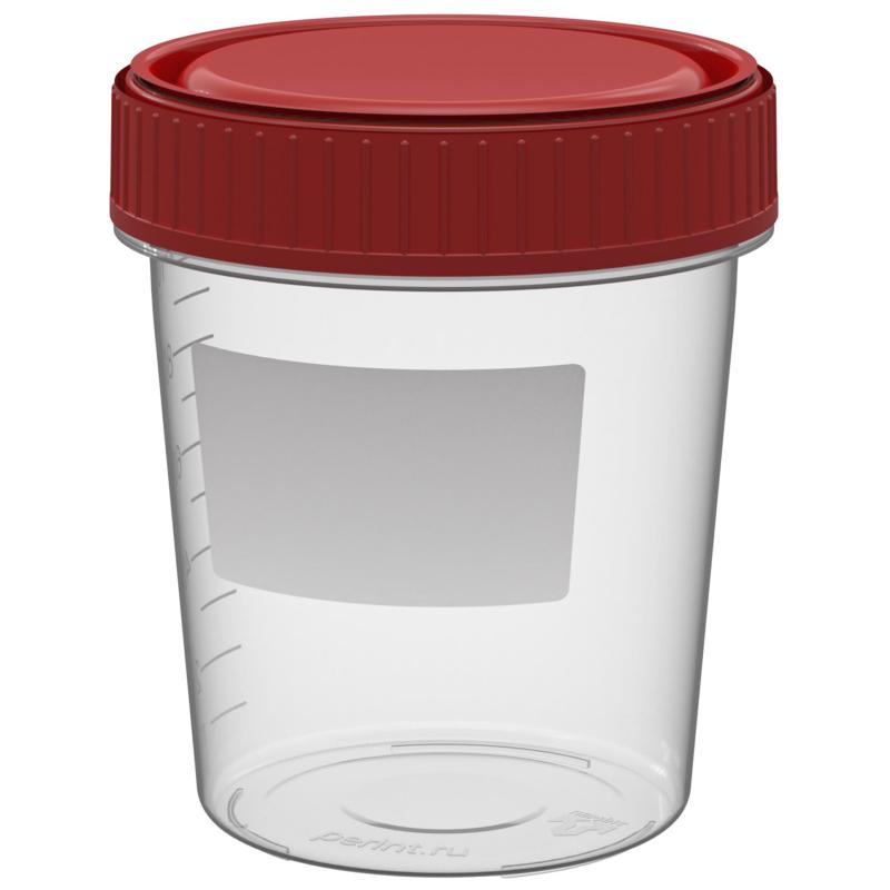 Банка полимерная с крышкой для анализа мочи 100мл