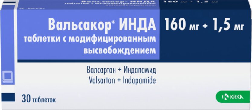 Вальсакор Инда таб с модиф высв 160мг+1.5мг N 30