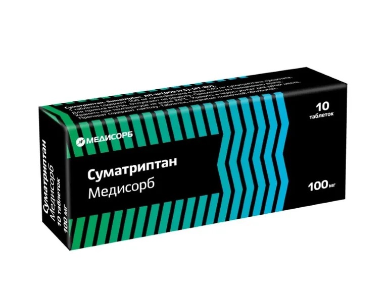 Суматриптан таб п/о плен 100мг N 10