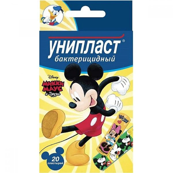 Унипласт набор детских бактерицидных пластырей Микки Маус и друзья N 20