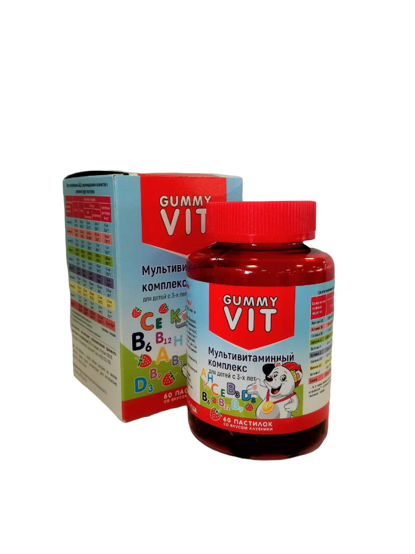 Gummy Vit мультивитаминный комплекс для детей от 3х лет клубника пастилки N 60