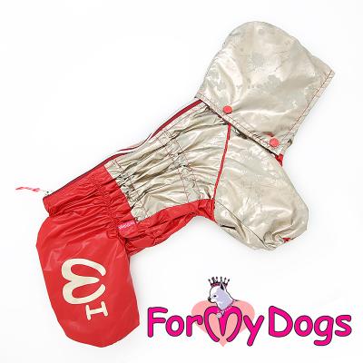 Дождевик для собак девочек красный/золото р.18