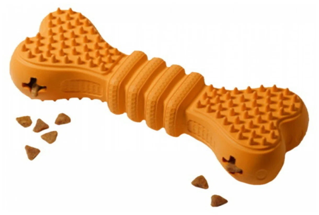 Игрушка косточка для лакомств собак оранжевая Homepet silver series каучук 17х6.1х3.7см