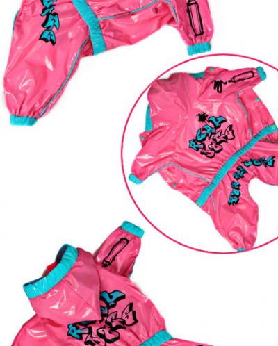 Дождевик для собак девочек розовый/голубой р.10