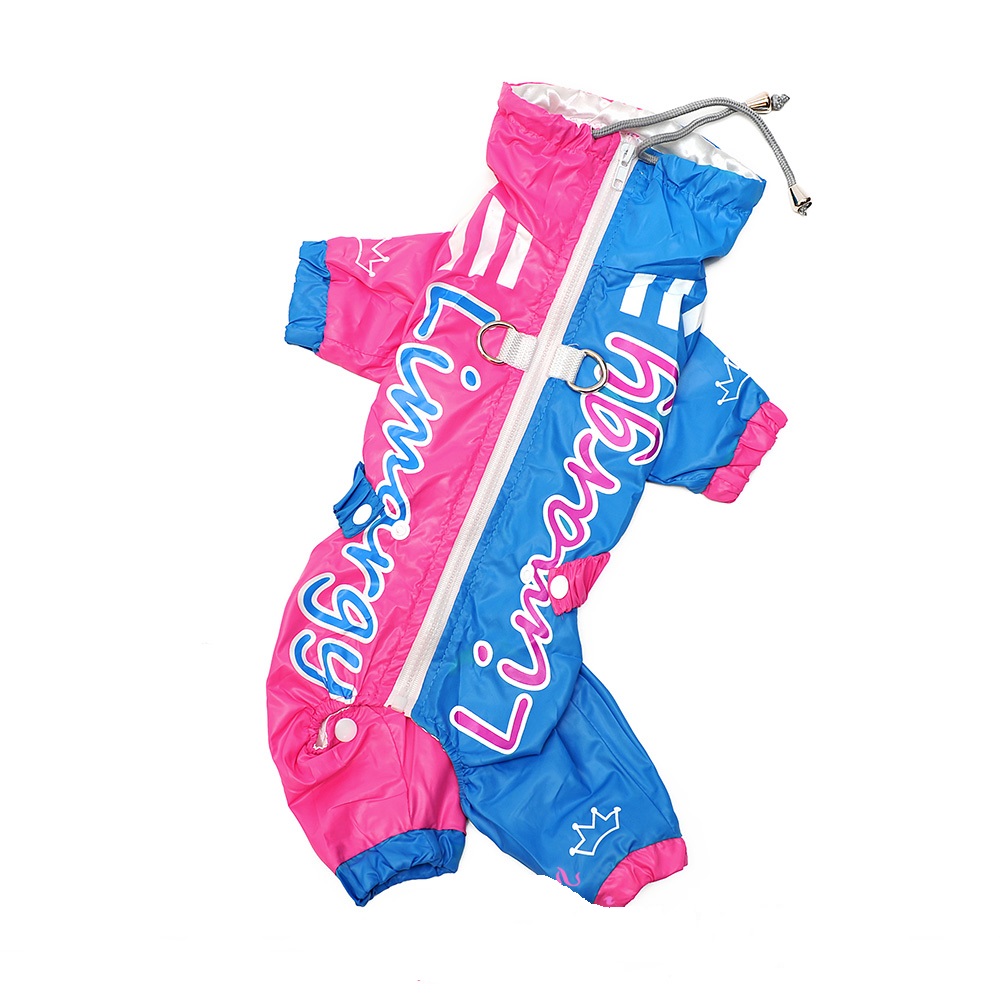 Дождевик для собак девочек розовый/голубой р.14