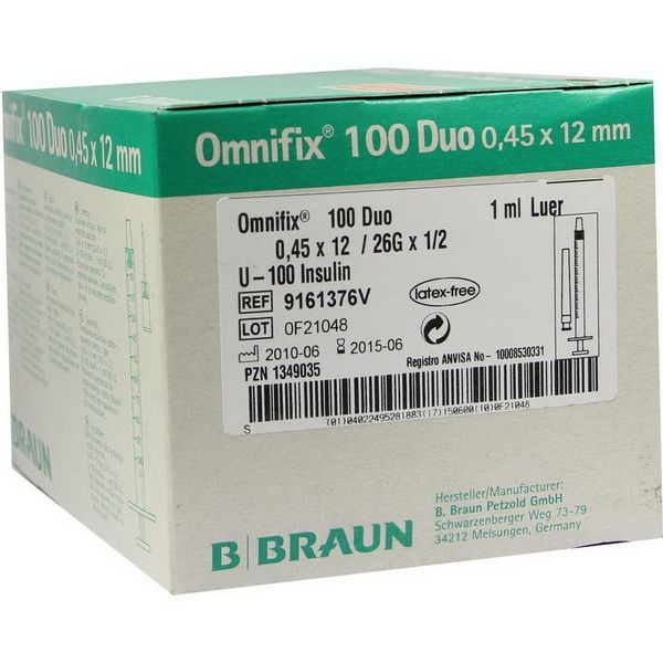 Шприц B.Braun омнификс 3-х компонентный инсулиновый 1мл 26G 0,45х12мм N 100