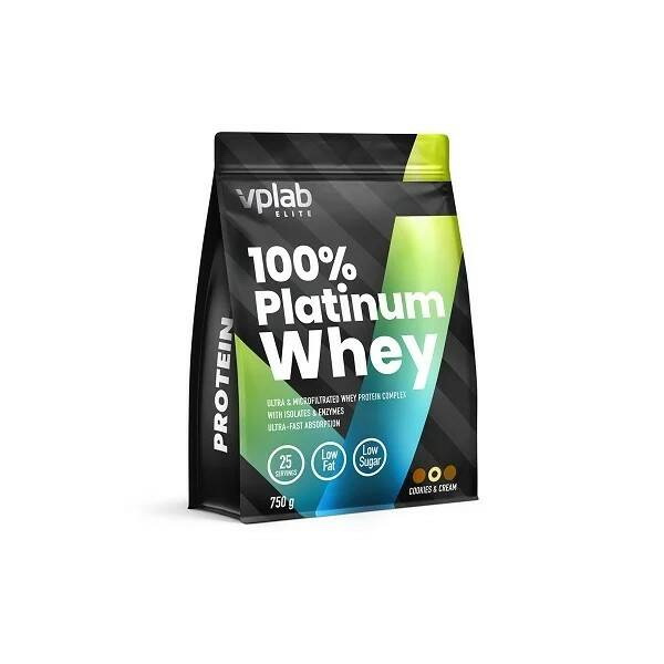 Протеин 100% Platinum Whey со вкусом печенья со сливками пакет 750г