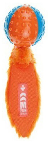 Игрушка мяч-пищалка с хвостом для собак оранжевый M-pets 10631099