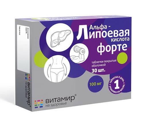 Альфа-Липоевая кислота форте Витамир тб п/о 100 мг N 30