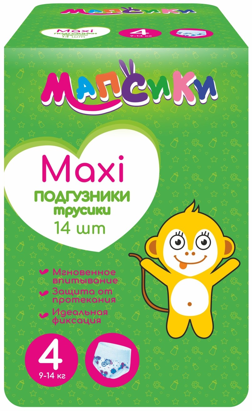 Мапсики подгузники-трусики р.maxi 9-14кг N 14