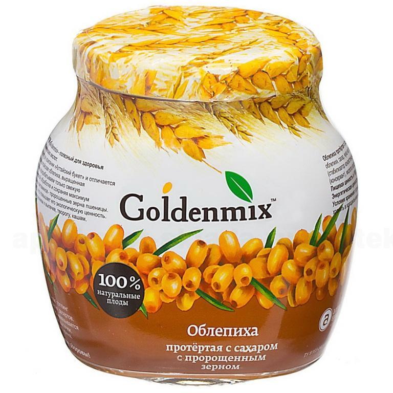 Golden mix облепиха протертая с сахаром с пророщенным зерном 220 г