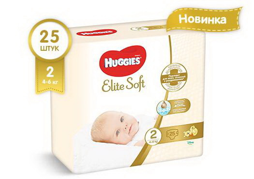 Подгузники Huggies Elite Soft размер 2 (вес 4-6кг) N 50