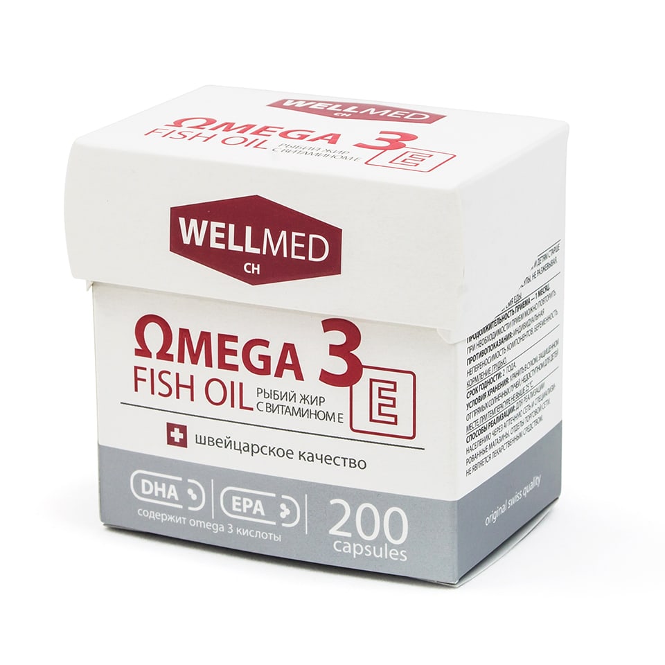 Wellmed омега-3 рыбий жир с витамином Е капс N 200