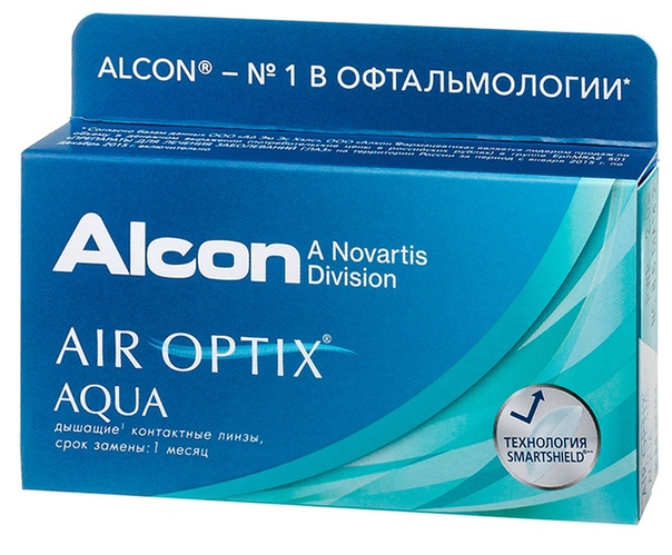 Alcon Air Optix Aqua 30тидневные контактные линзы D 14.2/R 8.6/ +4.00 N 3