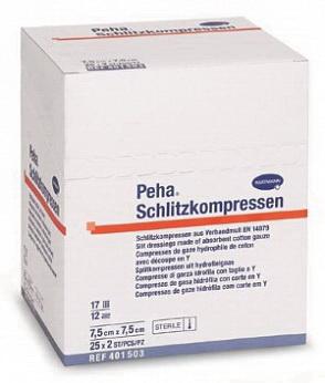 Hartmann Peha Schlitzkompressen салфетки марлевые стерильные с надрезом 17 нитей 12 сложений 10*10см N 2