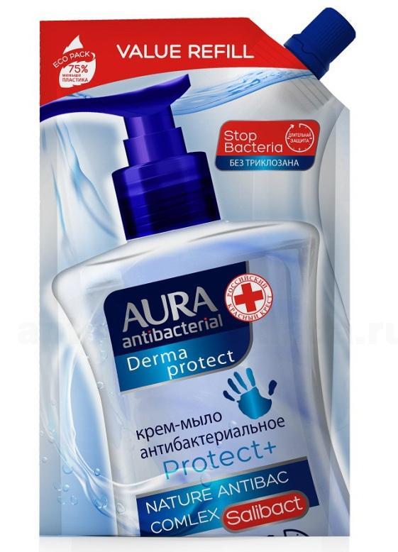 AURA Крем-мыло антибактериальное Derma Protect дой-пак 500мл