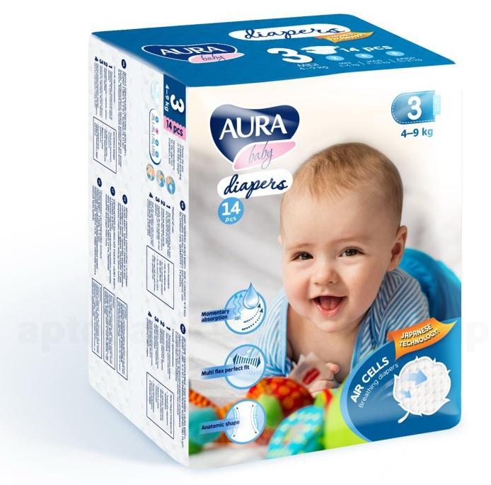 Аура baby diapers подгузники детские (размер 3) 4-9кг N 14