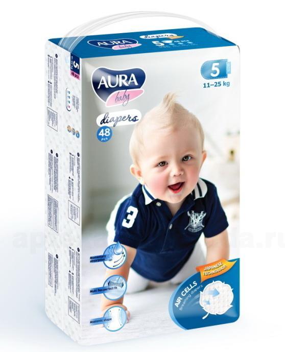 Аура baby diapers подгузники детские (размер 5) 11-25кг N 48
