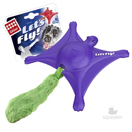 Игрушка белка летяга с пищалкой для собак фиолетовая Gigwi lets fly