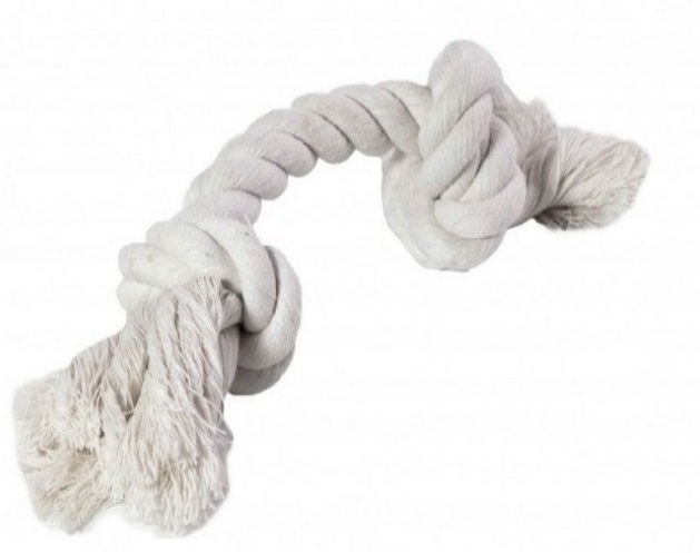 Игрушка веревка-канат 2 узла для собак белая Triol 60 -70г