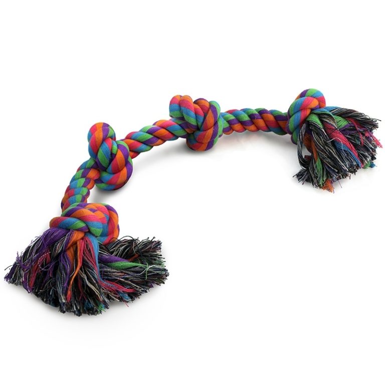 Игрушка веревка-канат 4 узла для собак цветная Triol 330 -340г