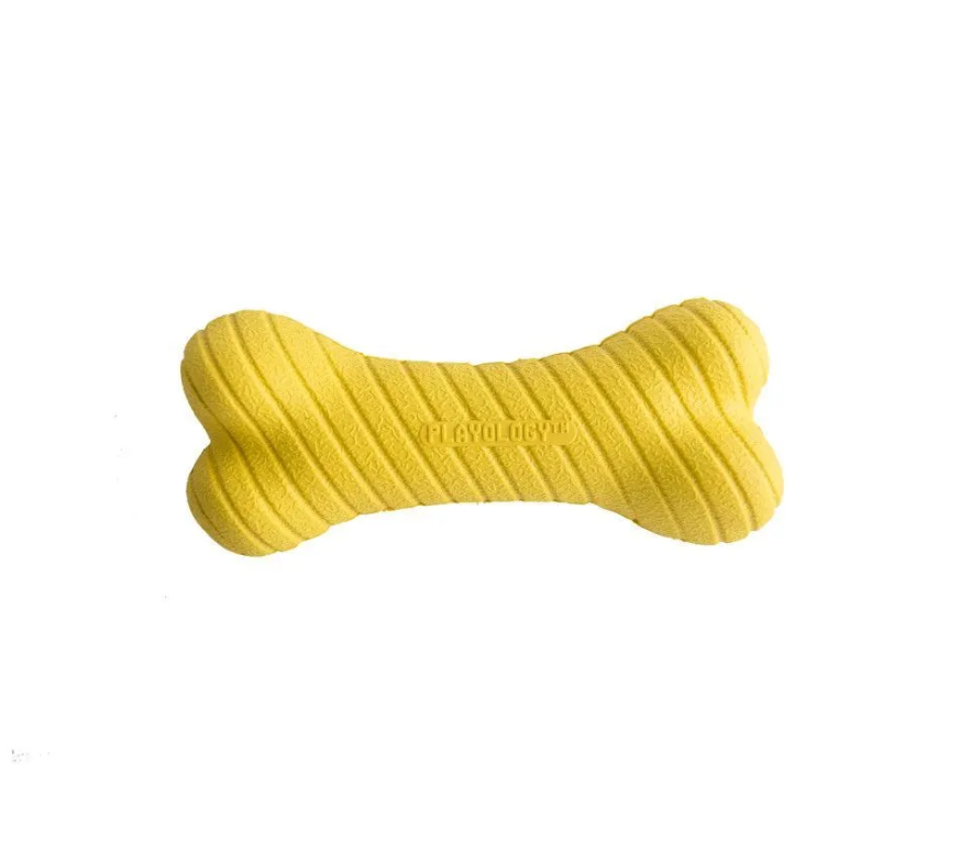 Игрушка косточка жевательная двухслойная для собак желтая Playology средняя с ароматом курицы