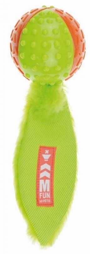 Игрушка мяч-пищалка с хвостом для собак зеленый M-pets 10630999