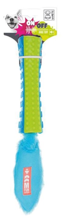 Игрушка палка-пищалка с хвостом для собак голубой/зеленый M-pets 10630399
