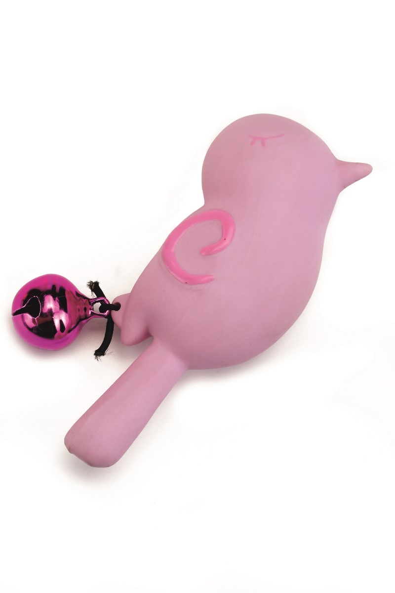 Игрушка птичка с колокольчиком для собак розовая Beeztees латекс 9см