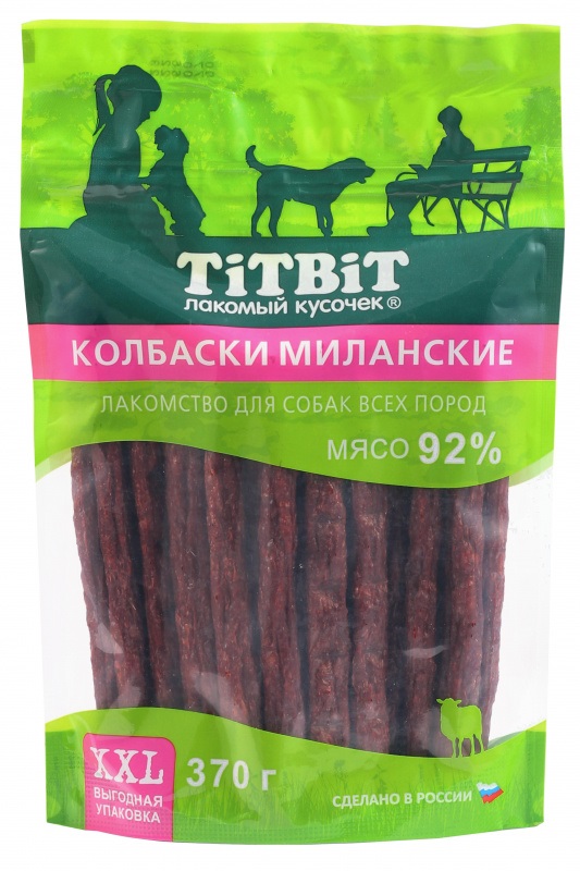 Колбаски миланские для собак Титбит 370 г xxl
