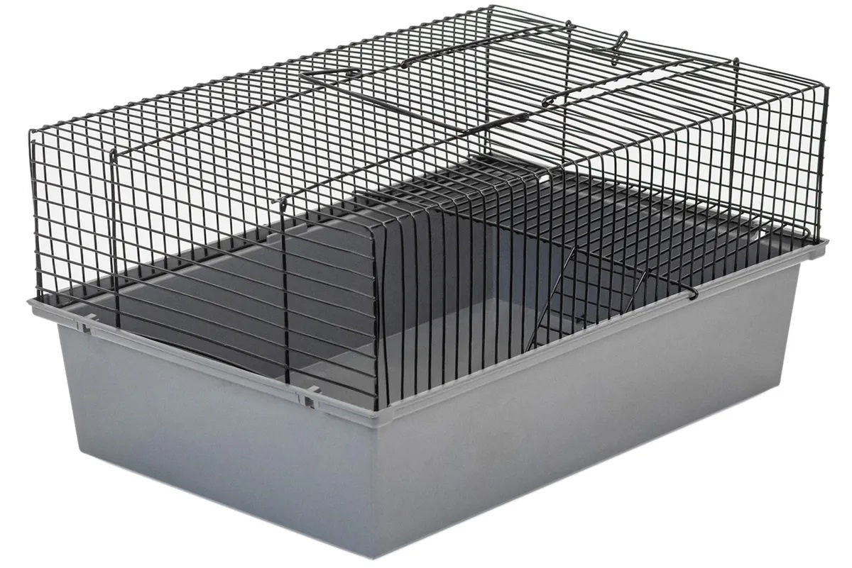 Клетка 1 этаж для мелких грызунов серая/черная Дарэлл eco терри-1 без наполнения 37х26х18см