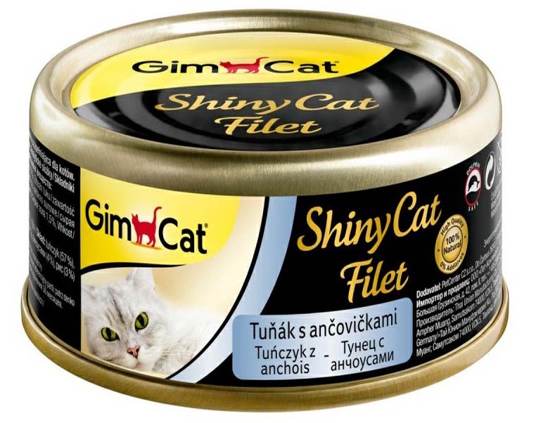 Корм для кошек Gimcat shinycat filet 70 г бан. тунец/анчоус
