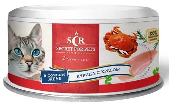 Корм для кошек Secret for pets thailand 85 г бан. курица/краб в желе