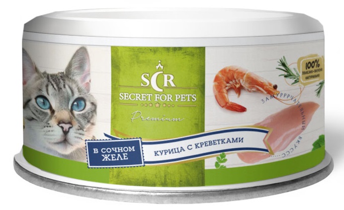 Корм для кошек Secret for pets thailand 85 г бан. курица/креветки в желе
