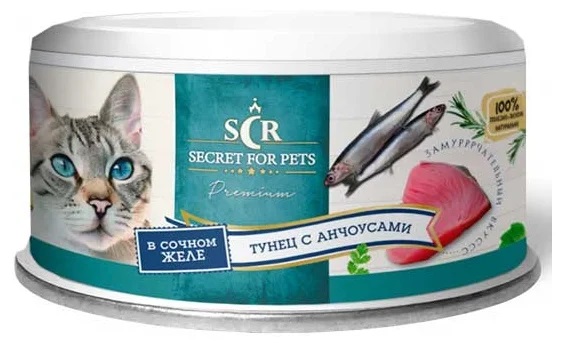 Корм для кошек Secret for pets thailand 85 г бан. тунец/анчоус в желе