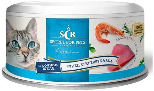 Корм для кошек Secret for pets thailand 85 г бан. тунец/креветки в желе