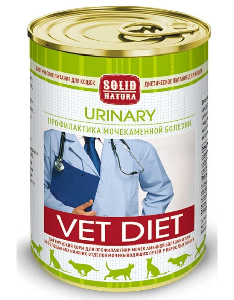 Корм для кошек Solid natura vet urinary диета при мкб 340 г бан.