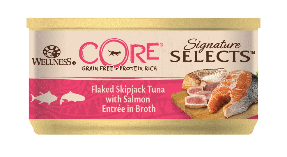 Корм для кошек Wellness core signature selects 79 г бан. кусочки в бульоне тунец с лососем
