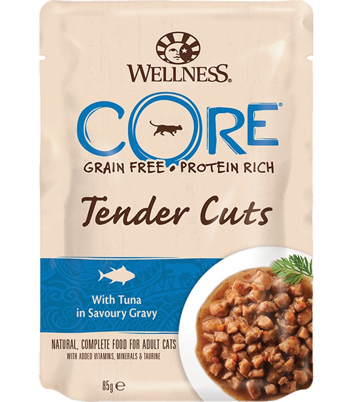 Корм для кошек Wellness core tender cuts 85 г пауч нарезка в соусе тунец
