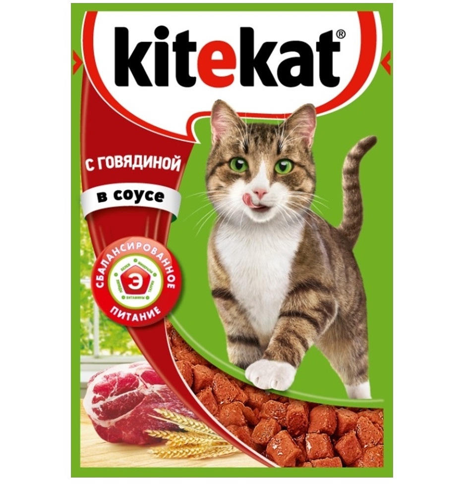 Корм для кошек Китекет 85 г пауч говядина в соусе
