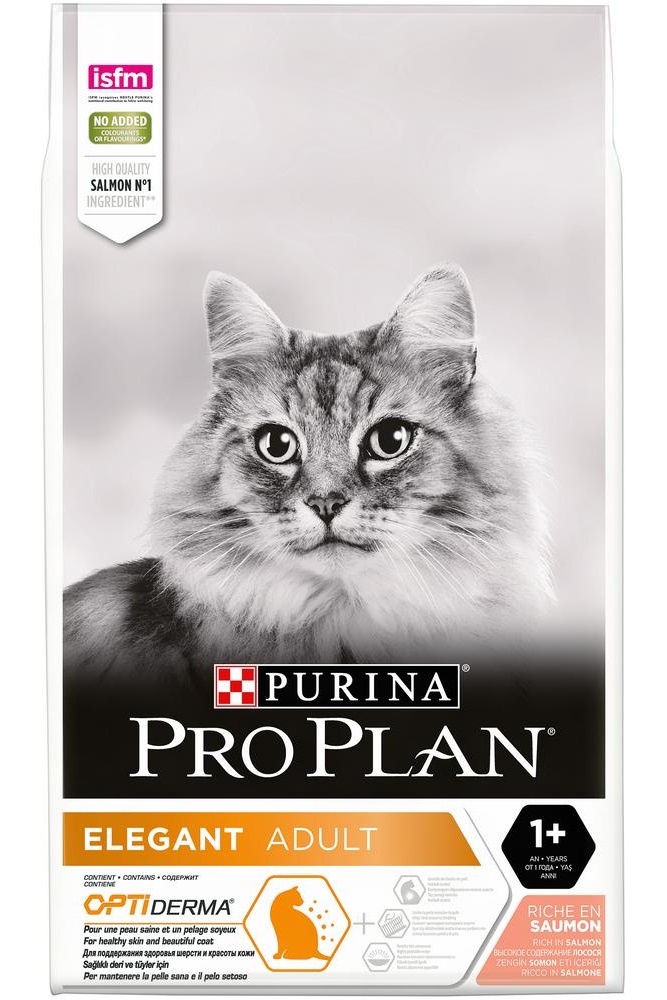 Корм для кошек с чувствительной кожей Purina pro plan elegant 10 кг лосось