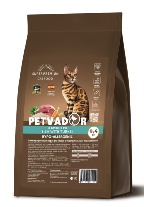 Корм для кошек с чувствительным пищеварением Petvador sensitive 400 г